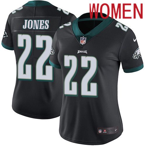 Women Philadelphia Eagles #22 Sidney Jones Nike Black Vapor Limited NFL Jersey->women nfl jersey->Women Jersey